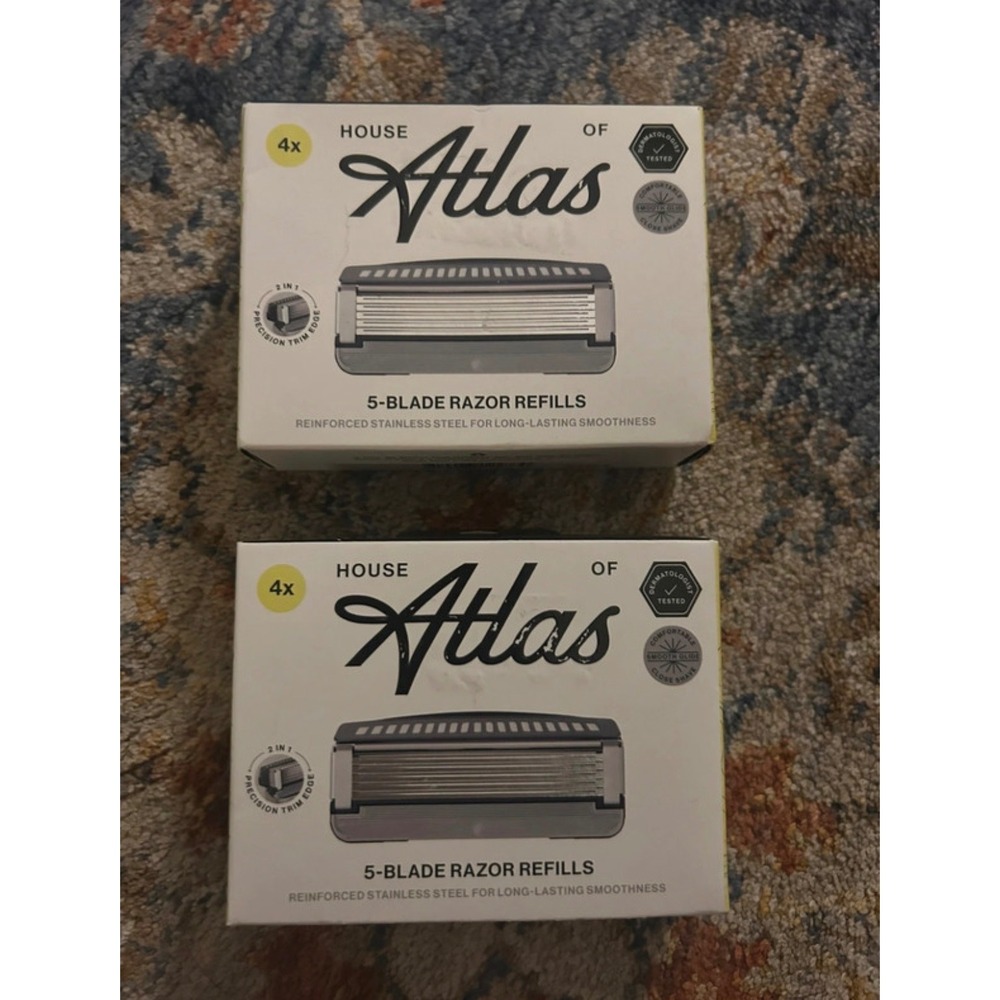 House of Atlas 5-Blade Razor Refills 8 Count Bundle Stainless Steel 2-in-1 Trim